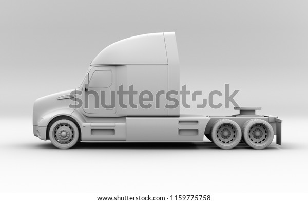 Clay rendering of fuel cell powered American\
truck. 3D rendering\
image.