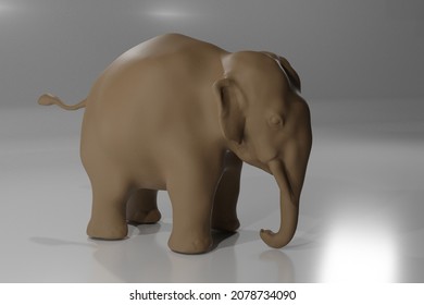 Clay sculpture of elephant isolated in grey background - 3d rendering