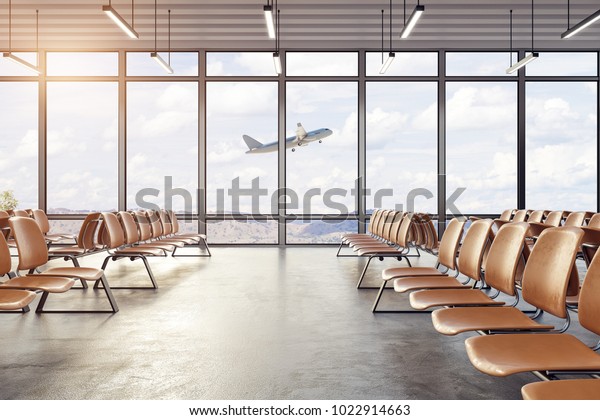 Clean Airport Waiting Area Interior Seats Stockillustration