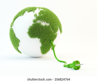 Clean Energy Concept Illustration - World With A Power Cord