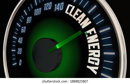 Clean Energy Speedometer Green Carbon Emission Free Renewable Fuels 3d Illustration