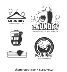 Clean Laundry Washing Vintage Labels Emblems Stock Illustration ...