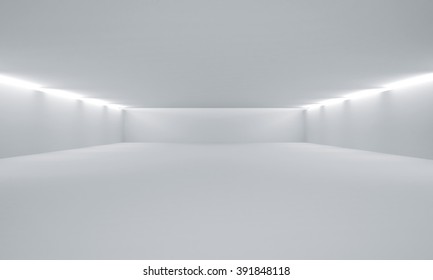 Clean light empty room car background 3D rendering