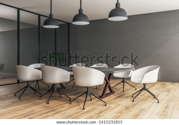 Clean Meeting Room Interior Furniture Wooden Stock Illustration