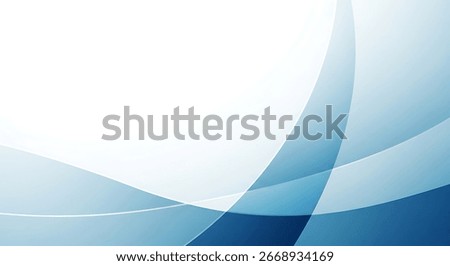 A clean and modern abstract background featuring smooth, flowing curves in shades of blue and white, creating a sense of gentle motion and elegance.