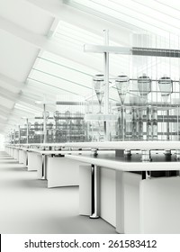 Clean Modern White Laboratory 3d Render