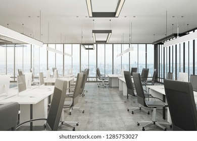 Side View Open Space Office Black Stock Illustration 623036729 ...