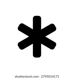 A clean, robust digital interface panel showing a substantial, rounded eight-pointed asterisk icon.