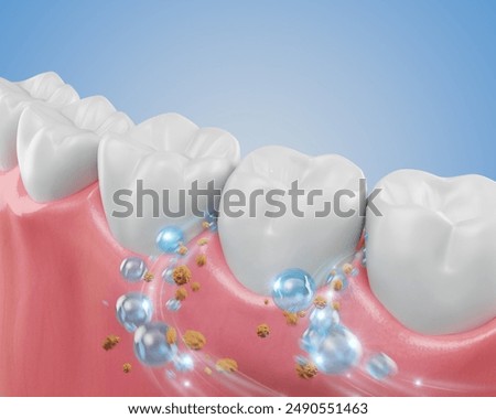 clean teeth remove bacteria, tooth and mouth wash or oral rinse 3d rendering.