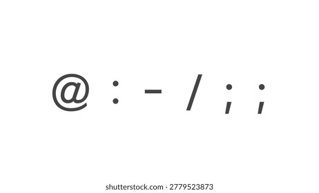 Clean typography composition featuring at sign, colon, hyphen, slash, semicolon, and punctuation marks on a soft gray background. Ideal for communication themes, keyboard layouts, digital writing concepts, and modern graphic design projects.