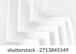 A clean, white abstract composition featuring geometric, stepped forms that create depth and soft shadows. Modern, minimal design ideal as a background or architectural motif. 3d render illustration