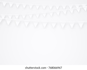 Clean White Bunting Party Flags Blank Mockup Template On White Background