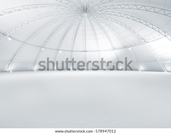 空の倉庫ドーム展示スペースカーステージ3dのクリーンな白いイラスト のイラスト素材