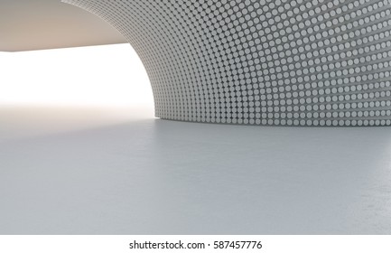 CLean weißer, moderner Architektur Hintergrund Auto-Stage 3D-Illustration