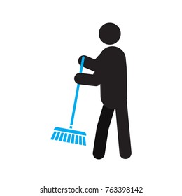 Cleaner Silhouette Icon Cleaning Service Man Stock Illustration ...