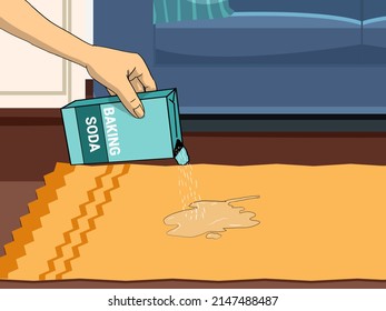 Cleaning Carpet With Baking Soda Illustration