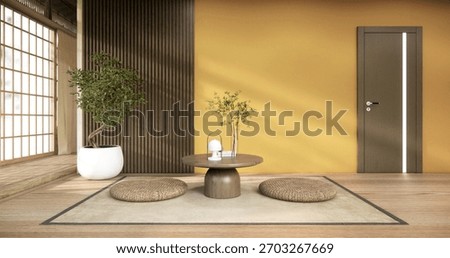 cleaning Interior, yellow Empty room and wooden floor room modern style. 3D rendering