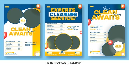 Cleaning service flyer template bundle  - Powered by Shutterstock