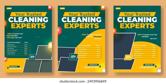 Cleaning service flyer template bundle  - Powered by Shutterstock