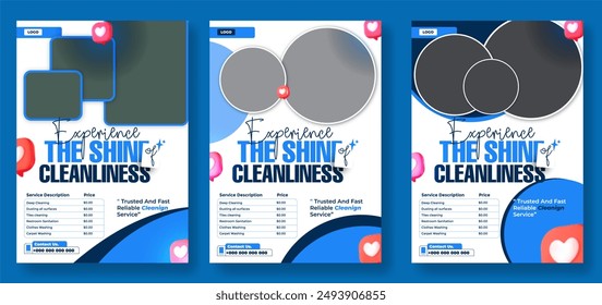 Cleaning service flyer template bundle  - Powered by Shutterstock