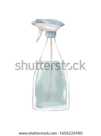 Cleaning spray. Hand painted illustration isolated on a white background.
