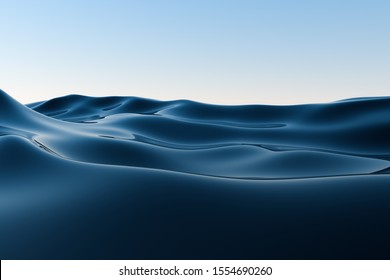 Clear blue ocean background, gradient water surface, 3d rendering. Computer digital drawing.