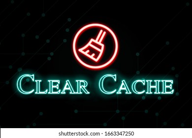 clear cache neon effect dark background