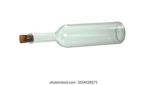 A clear glass bottle with a cork, often used for messages, decorations, or storage. - Powered by Shutterstock