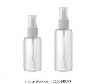 Clear Glass Bottle Spray Isolated On White Background, 3D Rendering