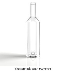 Clear Glass Wine Bottle Isolated On White