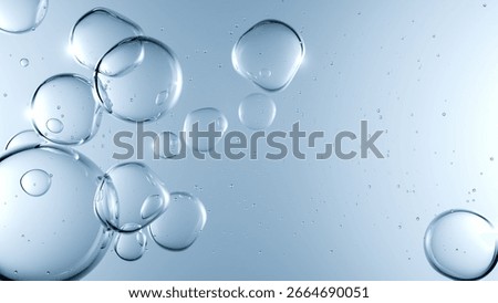 Clear Liquid with Bubbles, Representing a Collagen Serum or a Skincare Product, Symbolizing Purity, Hydration, and the Science of Beauty, 3d render