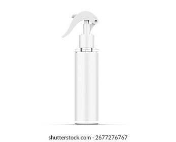Clear plastic trigger spray bottle mockup with paper label, 3d illustration