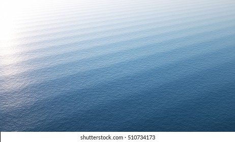 Clear Water Surface, Ocean, Sea Or Lake Sunset, Waves And Ripples. 8K Resolution. 3d Rendering Illustration