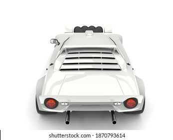 Clear White Vintage Sports Race Car - Top Down Back View - 3D Illustration