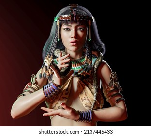 Cleopatra Snake Egypt Make-up Dia Ancient Egyptian Queen Costume 3D Graphic Illustration