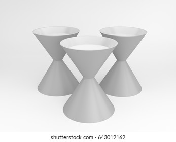 Clepsydra or cone display. 3D rendering