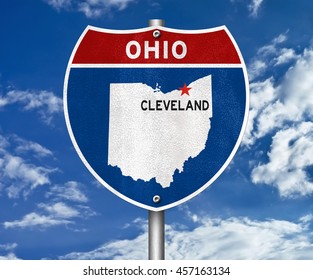 Cleveland Ohio Road Sign - 3D Illustration