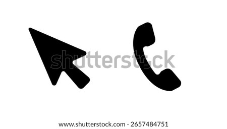 Click or Call: Bold Black Cursor and Phone Icons