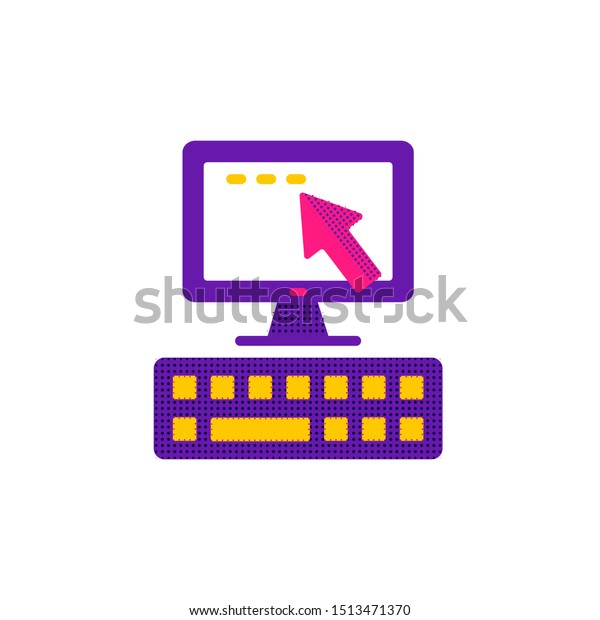 Click\
icon. Computer and mouse cursor. Simple flat icons set for\
websites, web design, mobile app,\
infographics