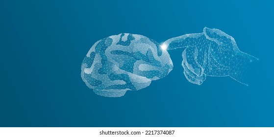 Clicks on the brain from the network on a blue background