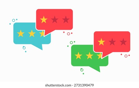 client review, concept of feedback, testimonials, rating stars, positive and negative comments
