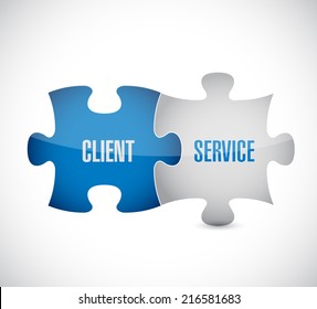 Client Service Puzzle Pieces Illustration Design Over A White Background