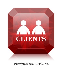 Clients icon, red website button on white background.