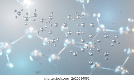 clindamycin molecular structure, 3d model molecule, antibiotic structural chemical formula view from a microscope
