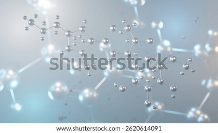 clindamycin molecular structure, 3d model molecule, antibiotic structural chemical formula view from a microscope