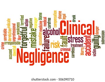 Clinical Negligence, Word Cloud Concept On White Background.