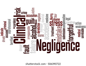 Clinical Negligence, Word Cloud Concept On White Background.