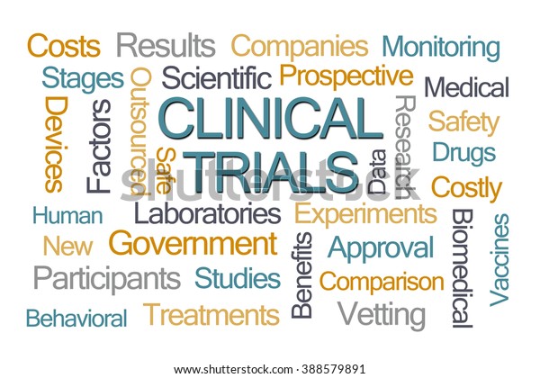 Clinical Trials Word Cloud On White Stock Illustration 388579891