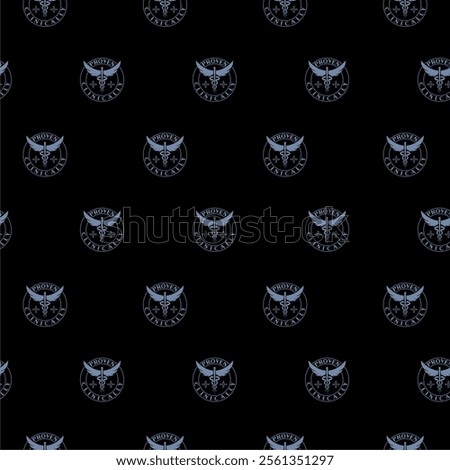 Clinically proven icon seamless pattern isolated on black background
