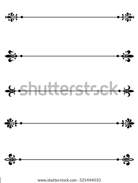 Clip art collection of different\
decorative fleur de lis page dividers / border\
collection